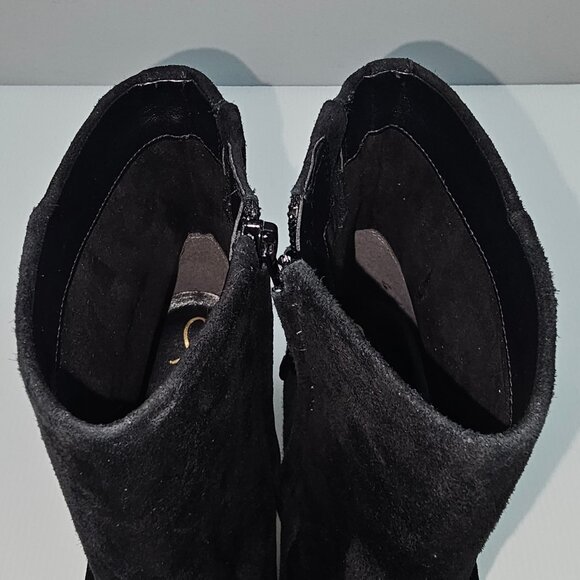 Sam Edelman Ulissa Luster Ankle Boot Womens 8.5 Black Suede Rhinestone Buckle - Picture 10 of 15